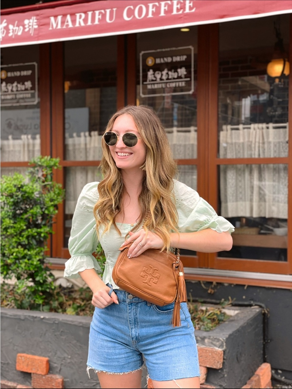 Tory Burch Cognac Leather Tassel Crossbody Bag